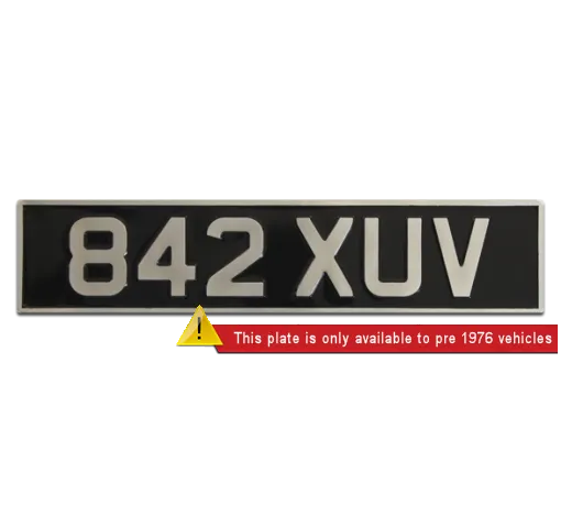 Black & Silver Pressed Metal Embossed Car Plate