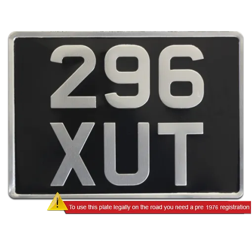Black & Silver Pressed Metal Embossed Car Plate — view 2