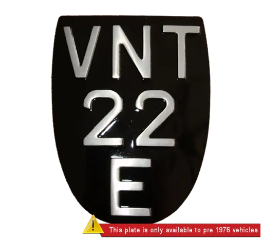 Black & Silver Pressed Metal Embossed Shield Bike Plate