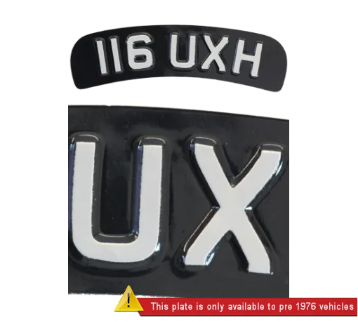 Black & Silver Pressed Metal Embossed Curved Front Scooter Plates - Pair